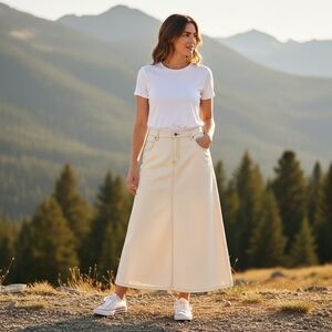 Style J Khaki/Cream Maxi Skirt for Women